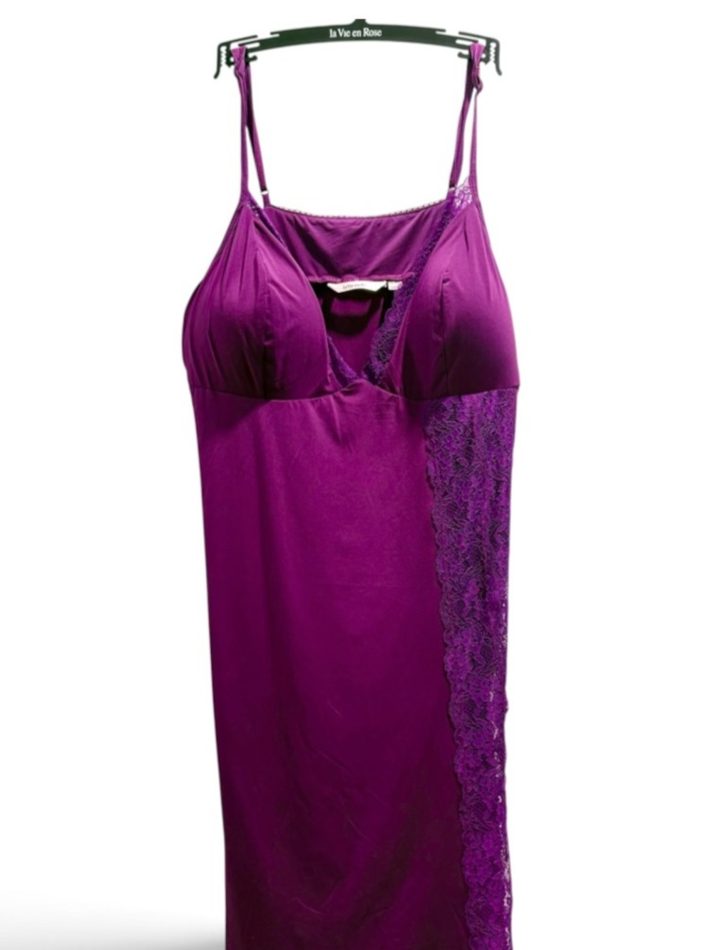 La Vie En Rose Violet Lace-Trim Chemise